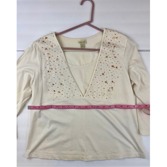 Linden Hill Layered Look, Long-Sleeve top. Cream, Beaded Detail - Picture 3 of 8